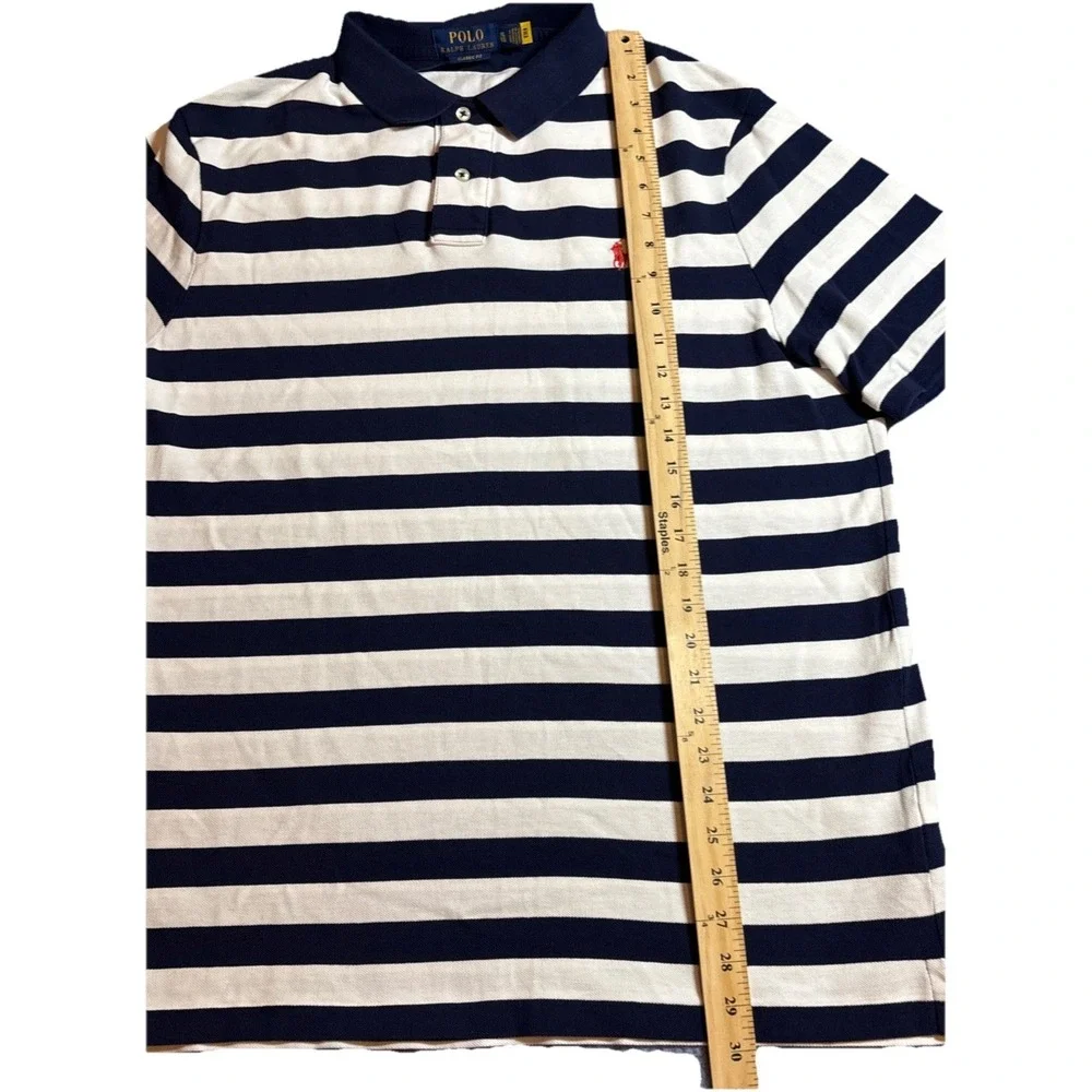 Polo Ralph Lauren Classic Fit Short Sleeve Navy & White Stripes Size XL
